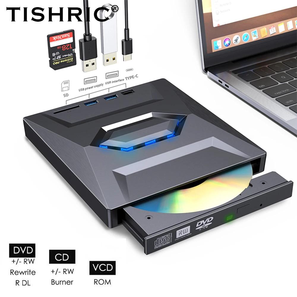 TISHRIC  CD  DVD ̺, DVD RW CD ,  Ÿ C, USB3.0  DVD CD ÷̾,  Ÿ C USB SD TD 
